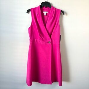 London Times Sleeveless Tux Wrap Front Dress Hot Pink 8